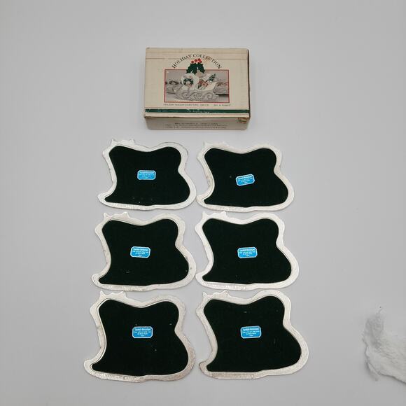 Vintage Oneida Christmas Holiday Sleigh Coaster Silver Wm A Rogers w/ Box Set 6 - Picture 6 of 8